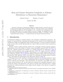 Mean and Variance Estimation Complexity in Arbitrary Distributions via Wasserstein Minimization