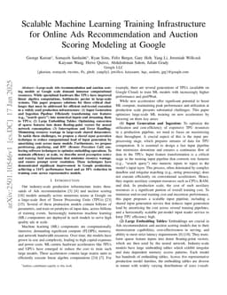 Scalable Machine Learning Training Infrastructure for Online Ads Recommendation and Auction Scoring Modeling at Google