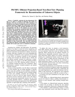 PB-NBV: Efficient Projection-Based Next-Best-View Planning Framework for Reconstruction of Unknown Objects