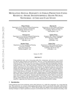 Mitigating Spatial Disparity in Urban Prediction Using Residual-Aware Spatiotemporal Graph Neural Networks: A Chicago Case Study