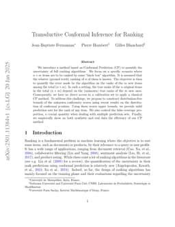 Transductive Conformal Inference for Ranking