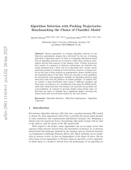 Algorithm Selection with Probing Trajectories: Benchmarking the Choice of Classifier Model