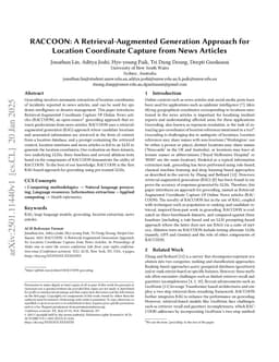 RACCOON: A Retrieval-Augmented Generation Approach for Location Coordinate Capture from News Articles