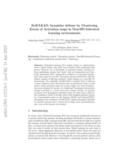 FedCLEAN: byzantine defense by CLustering Errors of Activation maps in Non-IID federated learning environments