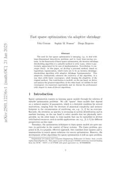 Fast sparse optimization via adaptive shrinkage