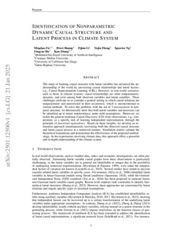 Identification of Nonparametric Dynamic Causal Structure and Latent Process in Climate System
