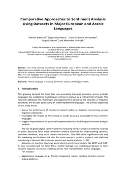 Comparative Approaches to Sentiment Analysis Using Datasets in Major European and Arabic Languages