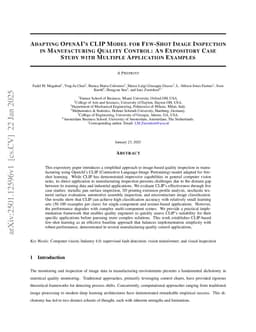 Adapting OpenAI's CLIP Model for Few-Shot Image Inspection in Manufacturing Quality Control: An Expository Case Study with Multiple Application Examples