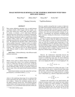 Image Motion Blur Removal in the Temporal Dimension with Video Diffusion Models