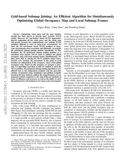 Grid-based Submap Joining: An Efficient Algorithm for Simultaneously Optimizing Global Occupancy Map and Local Submap Frames