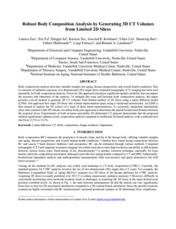 Robust Body Composition Analysis by Generating 3D CT Volumes from Limited 2D Slices