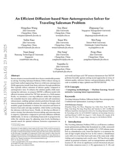 An Efficient Diffusion-based Non-Autoregressive Solver for Traveling Salesman Problem