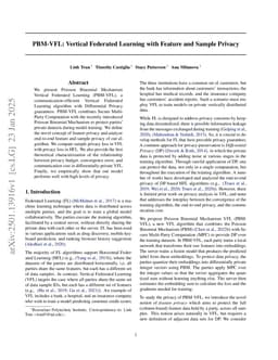 PBM-VFL: Vertical Federated Learning with Feature and Sample Privacy
