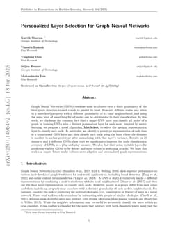 Personalized Layer Selection for Graph Neural Networks