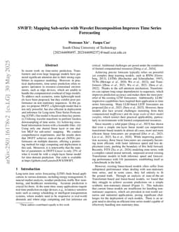 SWIFT: Mapping Sub-series with Wavelet Decomposition Improves Time Series Forecasting