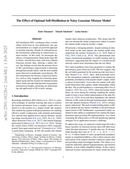 The Effect of Optimal Self-Distillation in Noisy Gaussian Mixture Model