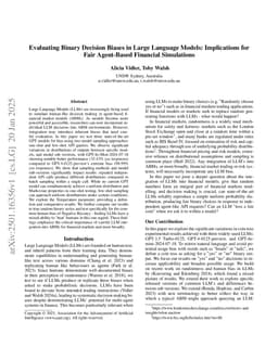 Evaluating Binary Decision Biases in Large Language Models: Implications for Fair Agent-Based Financial Simulations