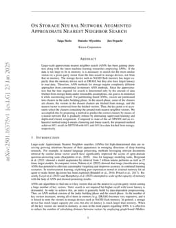 On Storage Neural Network Augmented Approximate Nearest Neighbor Search
