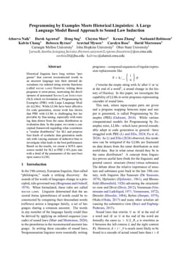 Programming by Examples Meets Historical Linguistics: A Large Language Model Based Approach to Sound Law Induction