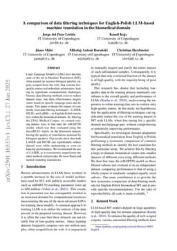 A comparison of data filtering techniques for English-Polish LLM-based machine translation in the biomedical domain