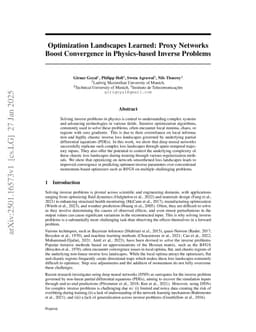 Optimization Landscapes Learned: Proxy Networks Boost Convergence in Physics-based Inverse Problems