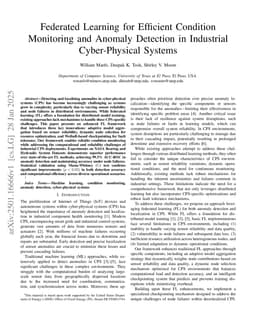 Federated Learning for Efficient Condition Monitoring and Anomaly Detection in Industrial Cyber-Physical Systems