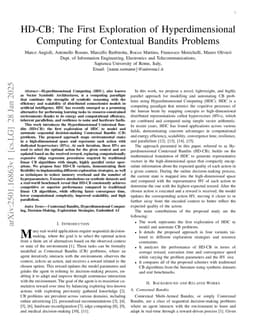 HD-CB: The First Exploration of Hyperdimensional Computing for Contextual Bandits Problems