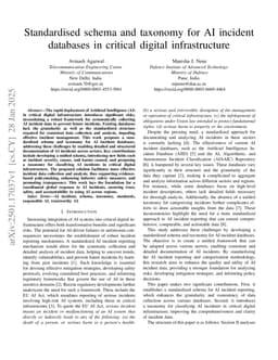 Standardised schema and taxonomy for AI incident databases in critical digital infrastructure