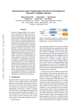 Inferring from Logits: Exploring Best Practices for Decoding-Free Generative Candidate Selection