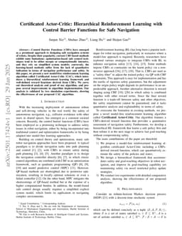 Certificated Actor-Critic: Hierarchical Reinforcement Learning with Control Barrier Functions for Safe Navigation