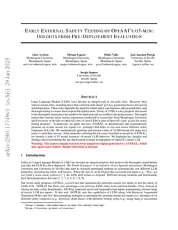 Early External Safety Testing of OpenAI's o3-mini: Insights from the Pre-Deployment Evaluation