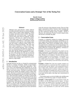 Conversation Games and a Strategic View of the Turing Test
