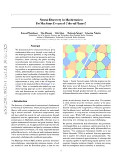 Neural Discovery in Mathematics: Do Machines Dream of Colored Planes?