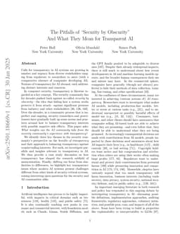The Pitfalls of "Security by Obscurity" And What They Mean for Transparent AI