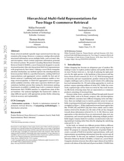 Hierarchical Multi-field Representations for Two-Stage E-commerce Retrieval
