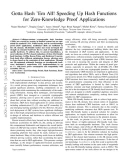 Gotta Hash Ém All! Speeding Up Hash Functions for Zero-Knowledge Proof Applications