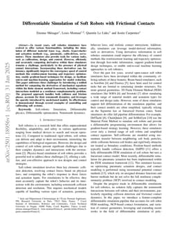 Differentiable Simulation of Soft Robots with Frictional Contacts