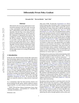 Differentially Private Policy Gradient