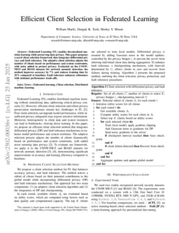 Efficient Client Selection in Federated Learning