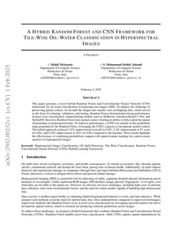 A Hybrid Random Forest and CNN Framework for Tile-Wise Oil-Water Classification in Hyperspectral Images