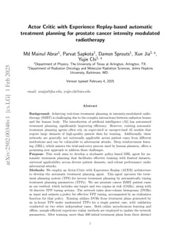 Actor Critic with Experience Replay-based automatic treatment planning for prostate cancer intensity modulated radiotherapy