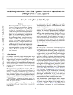 The Battling Influencers Game: Nash Equilibria Structure of a Potential Game and Implications to Value Alignment