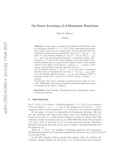 On Exact Learning of $d$-Monotone Functions