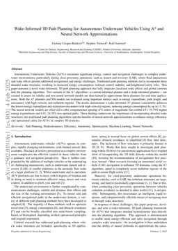 Wake-Informed 3D Path Planning for Autonomous Underwater Vehicles Using A* and Neural Network Approximations