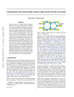Using Random Noise Equivariantly to Boost Graph Neural Networks Universally