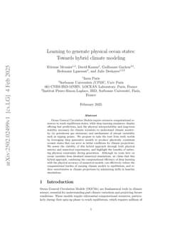 Learning to generate physical ocean states: Towards hybrid climate modeling