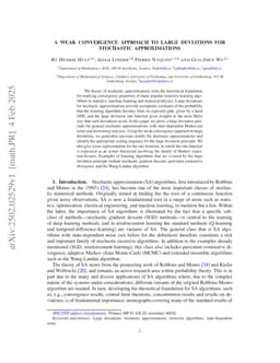 A weak convergence approach to large deviations for stochastic approximations