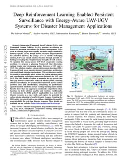 Deep Reinforcement Learning Enabled Persistent Surveillance with Energy-Aware UAV-UGV Systems for Disaster Management Applications
