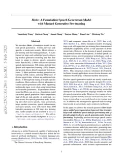 Metis: A Foundation Speech Generation Model with Masked Generative Pre-training