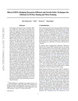 Bilevel ZOFO: Bridging Parameter-Efficient and Zeroth-Order Techniques for Efficient LLM Fine-Tuning and Meta-Training